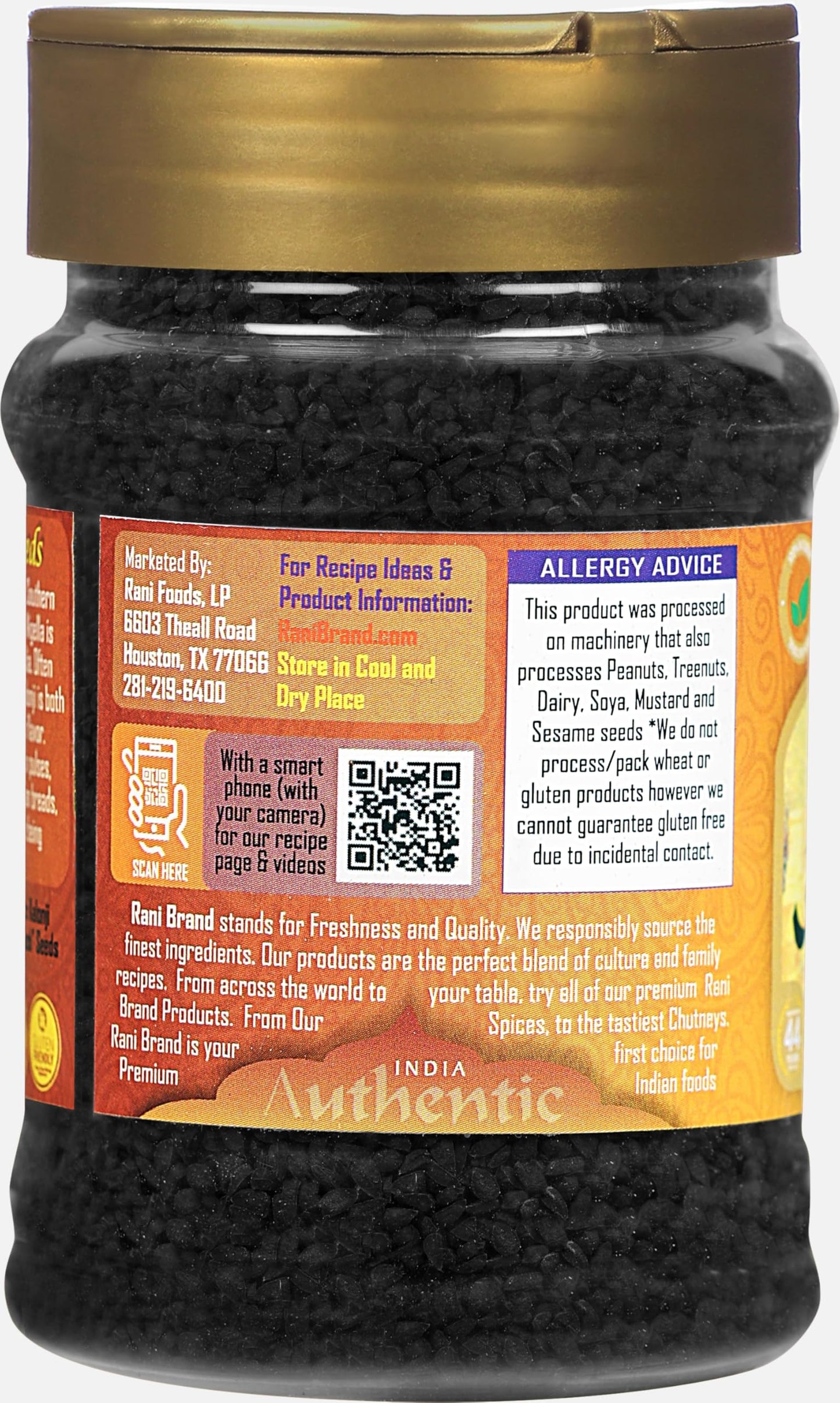 Rani Kalonji (Black Seed, Nigella Sativa, Black Cumin) Seeds 3Oz (85G) Pet Jar ~ All Natural | Gluten Friendly | Non-Gmo | Kosher | Vegan | Indian Origin