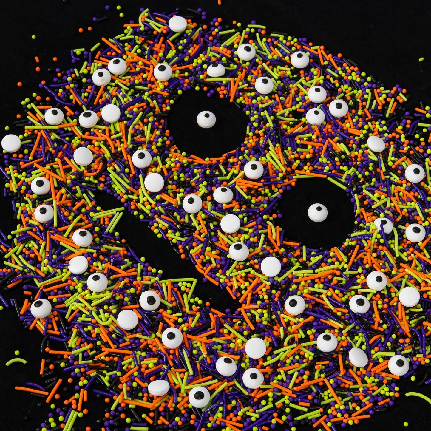 Edible Halloween Sprinkles,Black White Eyes Purple Green Orange and Black Pearls and Jimmies Mixed,130g/4.58ounce,Monster Sprink