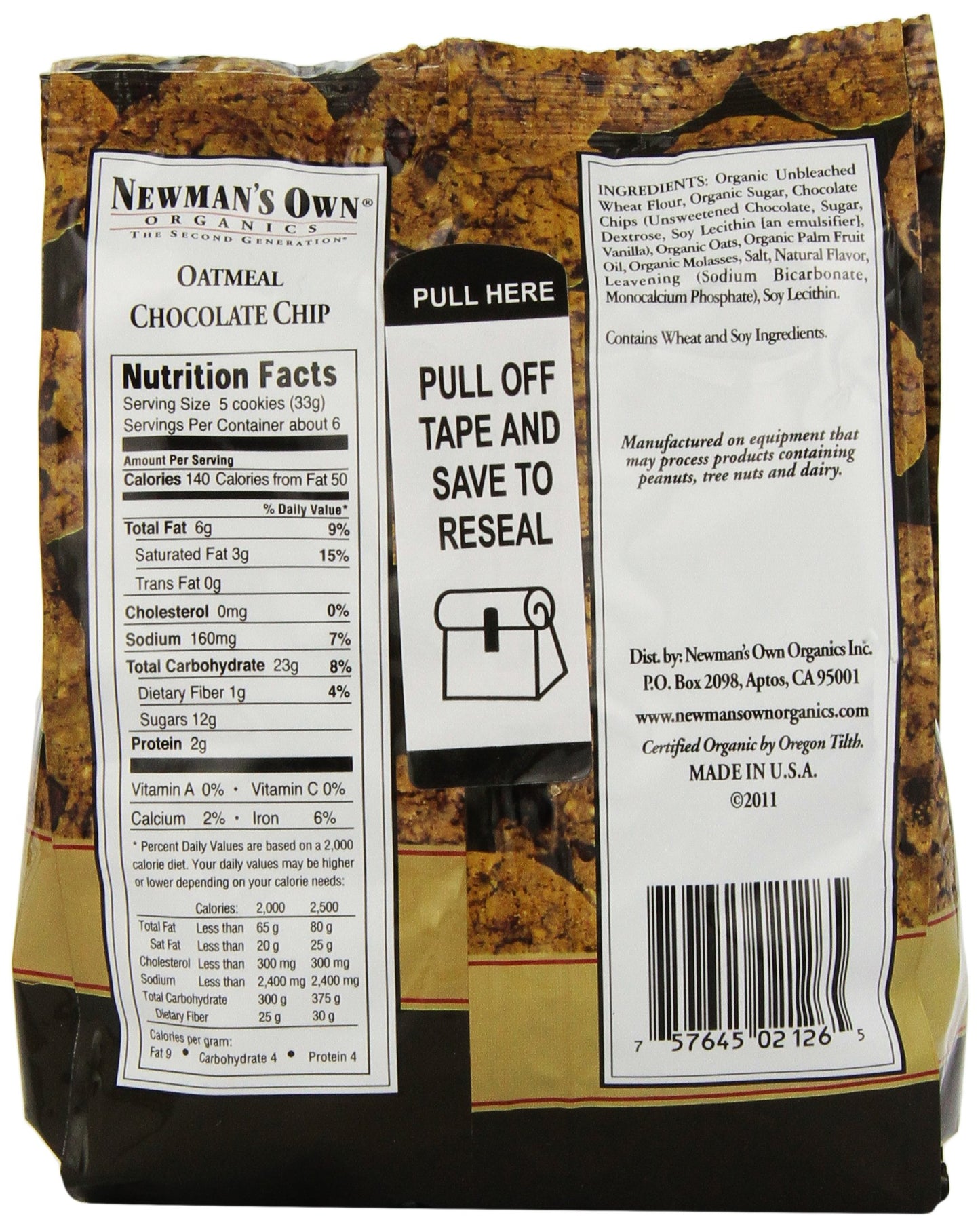 Newman's Own Organics Oatmeal Chocolate Chip Cookies, 7 oz