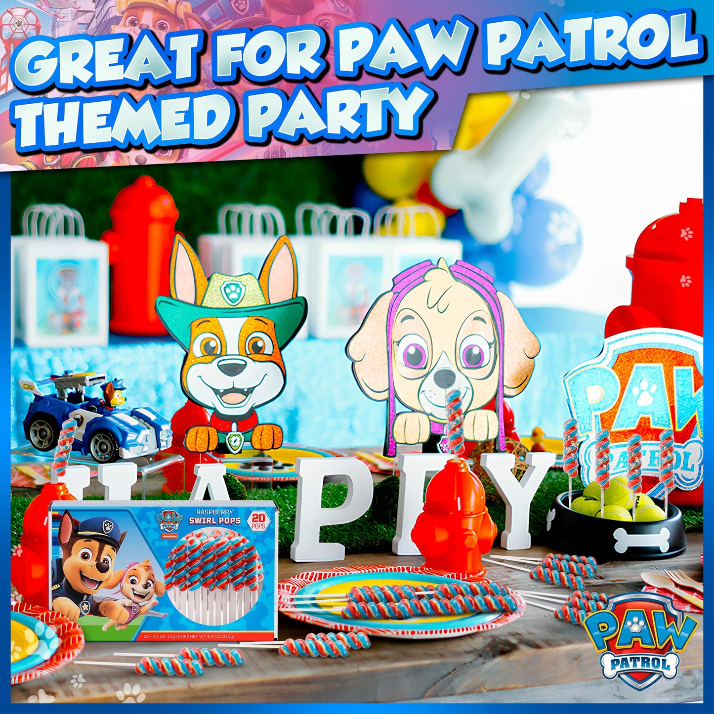 Paw Patrol Swirl Lollipops 20Pk- Paw Patrol Lollipops For Paw Patrol Party Favors - Paw Patrol Candy For Paw Patrol Birthday Dec