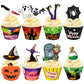 164Pcs Halloween Cupcake Toppers Wrappers - Spider Web Pumpkin Zombie Hand Cake Party Decorations Supplies