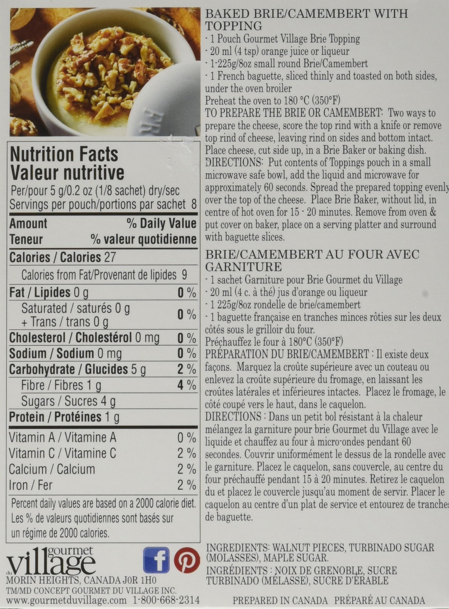 Baked Brie Maple & Walnut Topping Mix