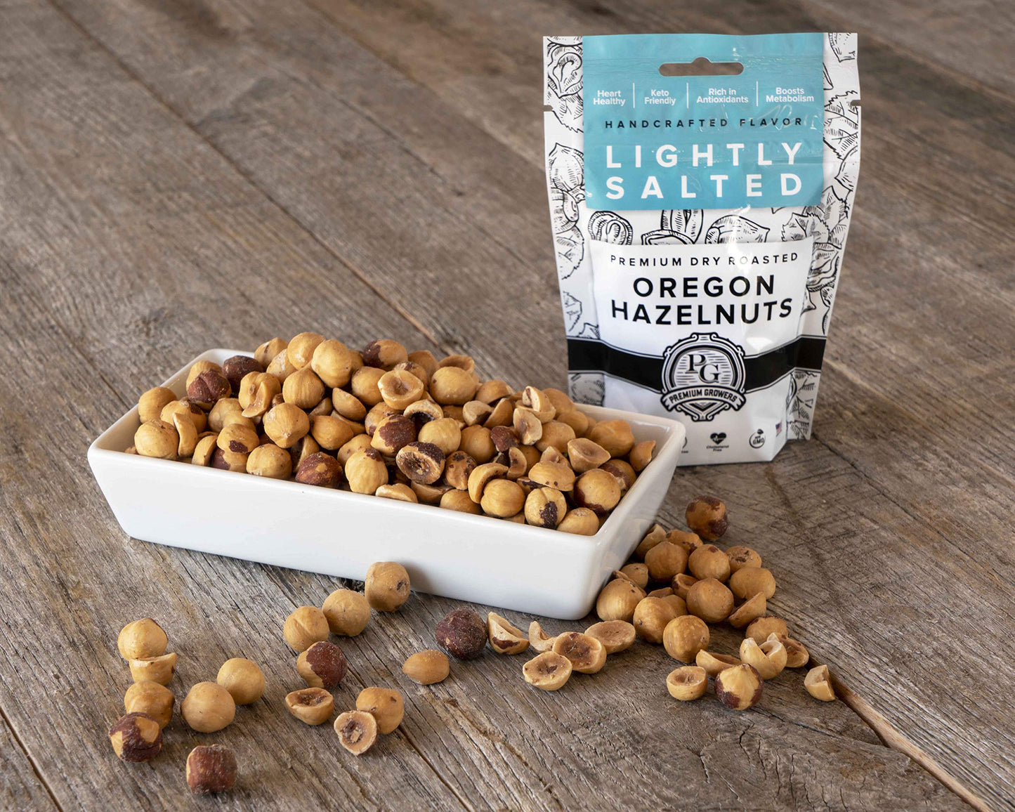 Oregon Farm To Table - Hazelnuts from enhanced Growers - Dry Roasted - Lightly Salted - Kosher Certified - 1 LB