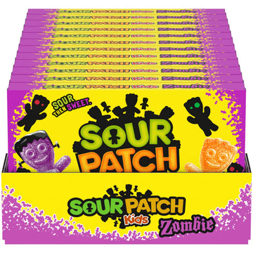 SOUR PATCH KIDS Zombie Orange & Purple Soft & Chewy Halloween Candy  Bulk Candy  12 - 3.5 oz Trick or Treat Boxes