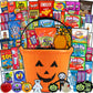 Halloween Candy Pumpkin Bucket Gift (50Ct) Snacks Box Basket Candies Kids Children Mature-Themeds Cookies Food Variety Pack Bundle Mixed Bulk Sampler Girls Boys Guys Men Women Boyfriend Girlfriend College Student