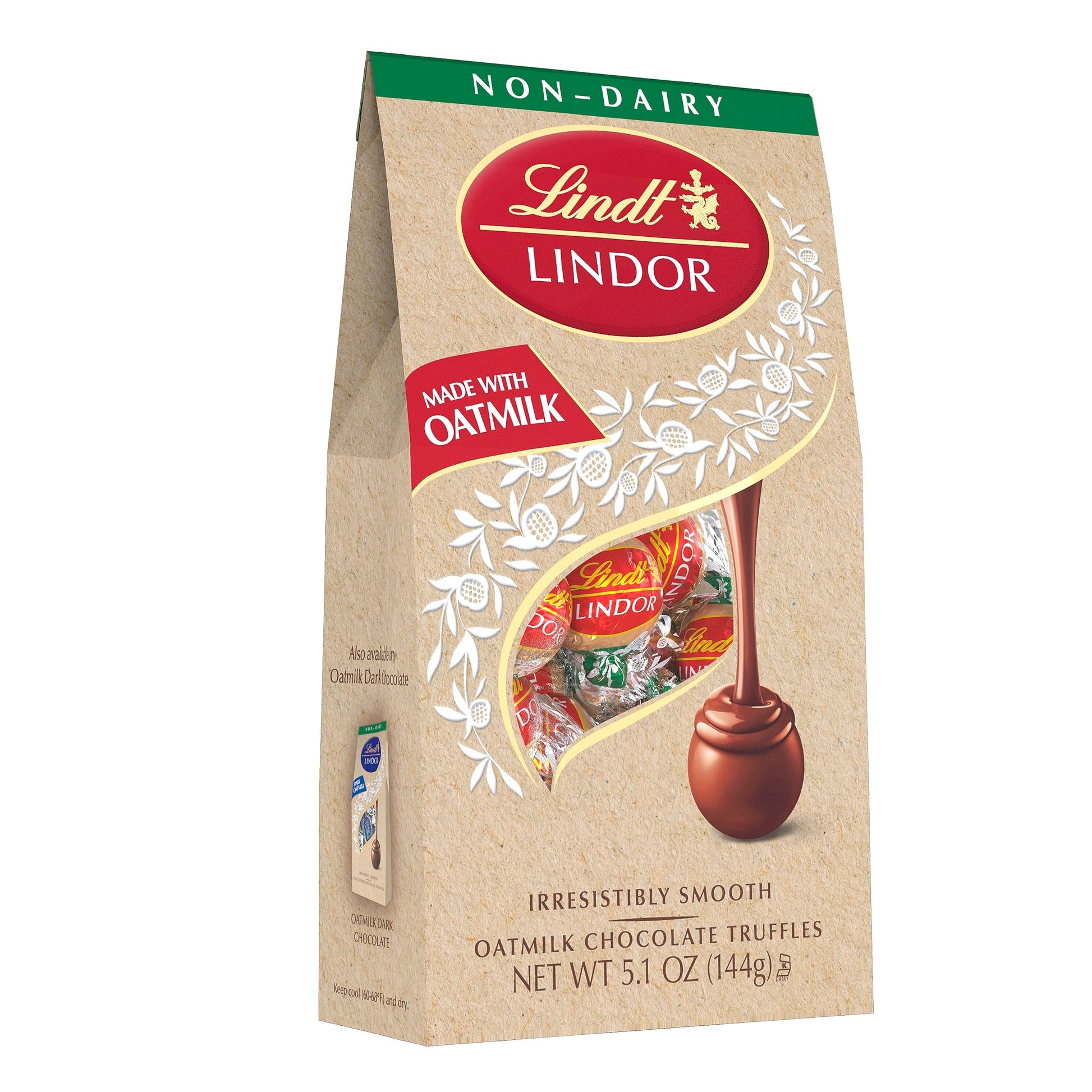 Lindt LINDOR OatMilk Chocolate Candy Truffles  Non-Dairy Chocolate Truffles with Smooth  Melting Truffle Center  5.1 oz.