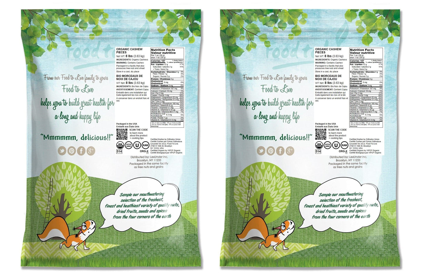 Food To Live - Organic Cashew Pieces, 16 Pounds - Non-Gmo, Kosher, Raw, Vegan, Unsalted, Unroasted, Bulk