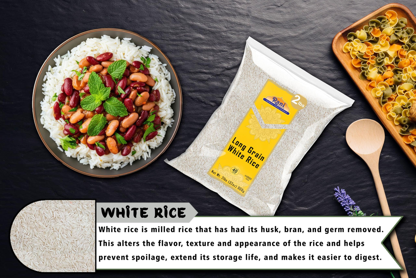 Rani Long Grain White Rice 32Oz (2Lbs) 908G ~ All Natural | Gluten Friendly | Vegan | Non-Gmo | Kosher | Product Of Usa