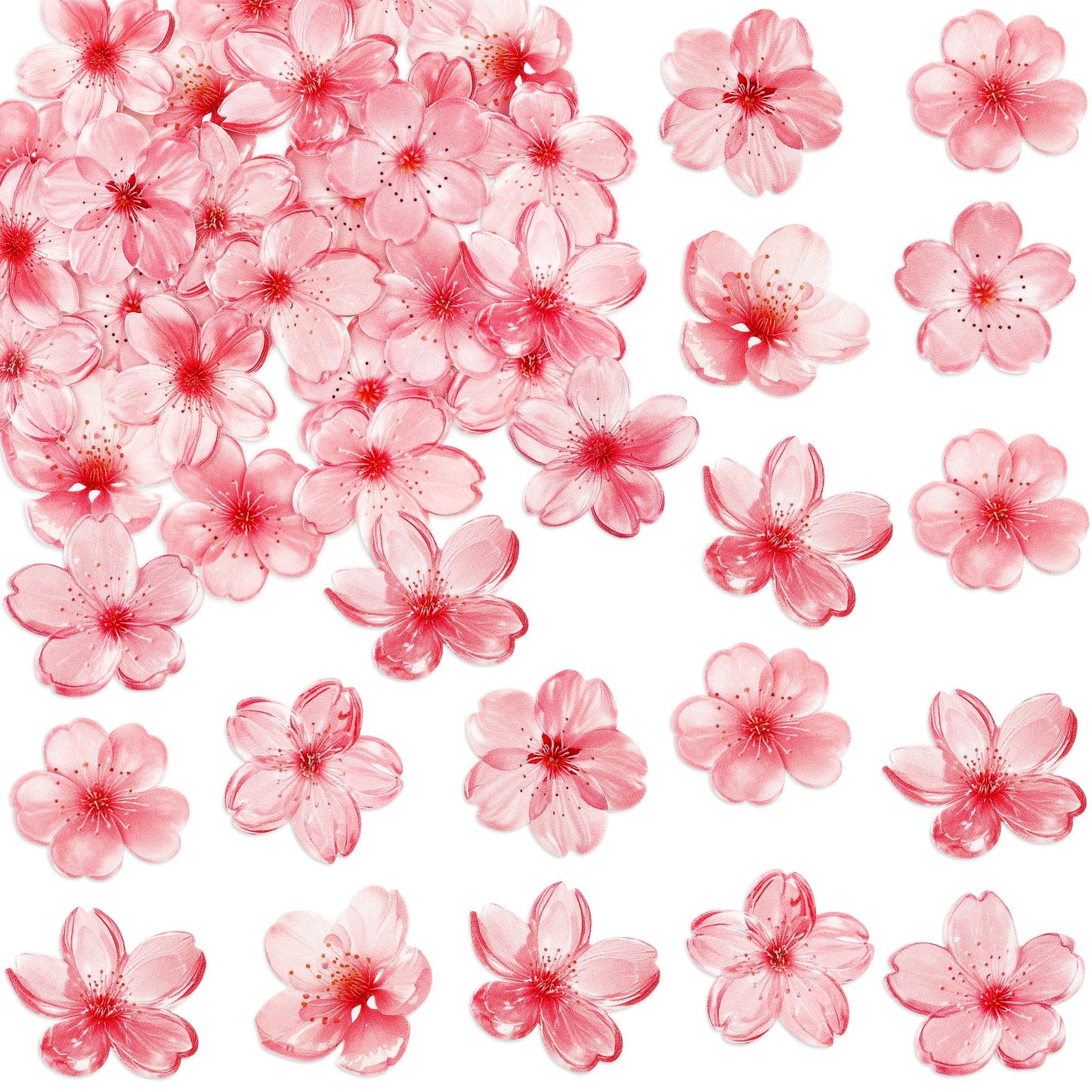 Ercadio 40 Pack Edible Cherry Blossom Cupcake Toppers Flower Cake Drink Topper Picks Spring Bridal Engagement Baby Shower Birthd