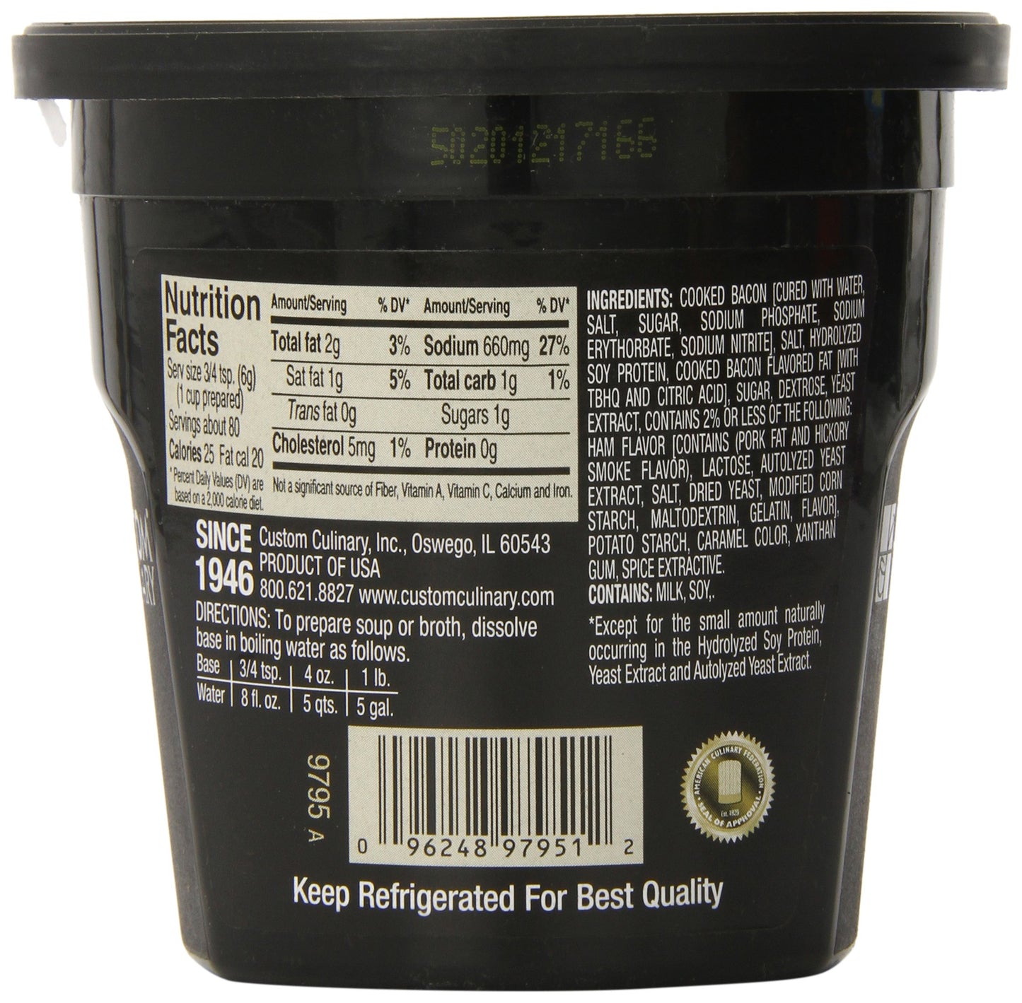 Custom Culinary Gold Label Base Bacon, 1 Pound