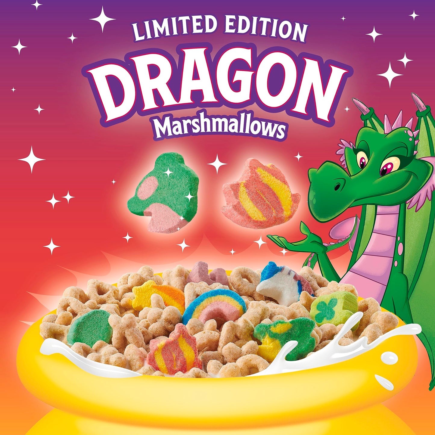 Lucky Charms Cereal with Marshmallows, Gluten Free Cereal Made with Whole Grain, Family Size, 18.6 oz (Pack of 2)
