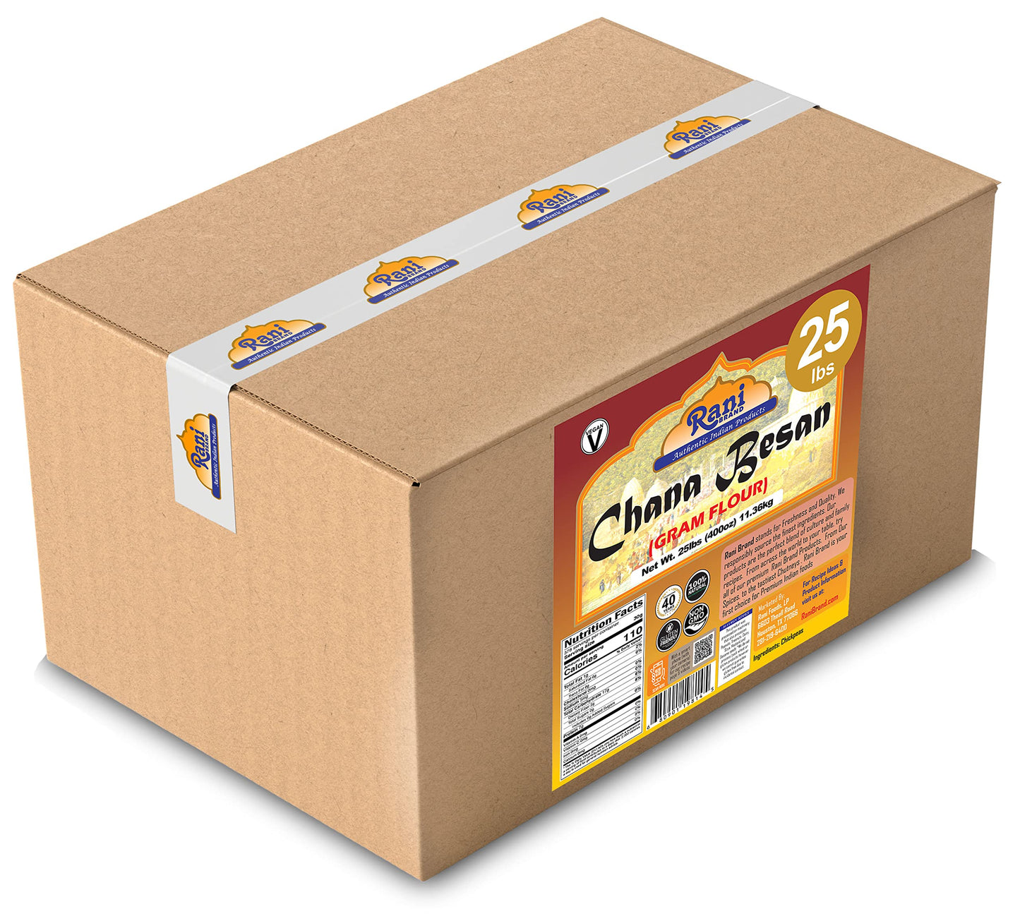 Rani Chana Besan (Chickpeas Flour, Gram) 400Oz (25Lbs) 11.36Kg Bulk Box ~ All Natural | Vegan | Gluten Friendly | Non-Gmo | Kosh