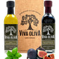 Viva Oliva Variety Gift Set - Basil Infused Olive Oil & Black Mission Fig Balsamic Vinegar - 2.02 Fl Oz (Pack of 2)