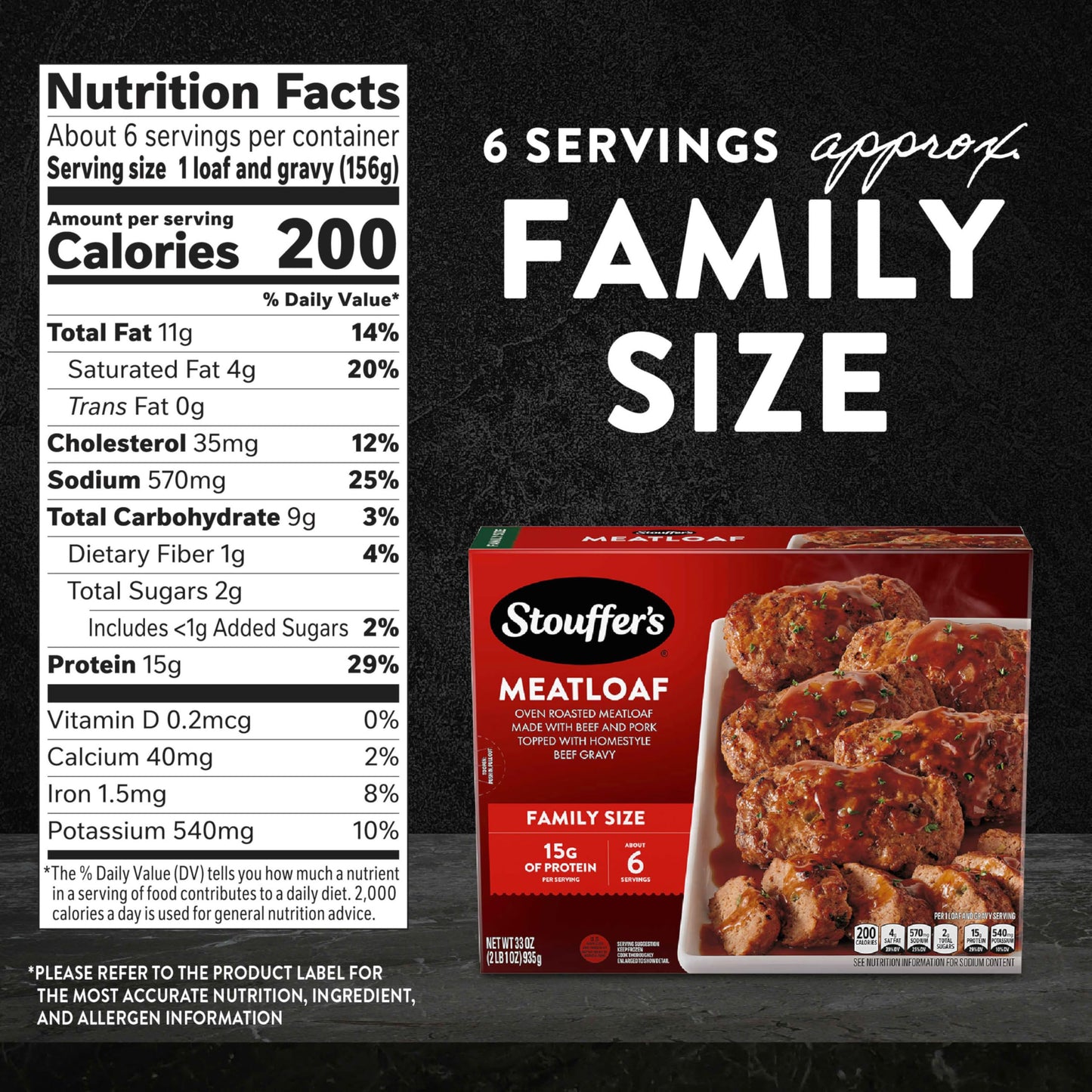 Stouffers Family Size Meatloaf Frozen Meal