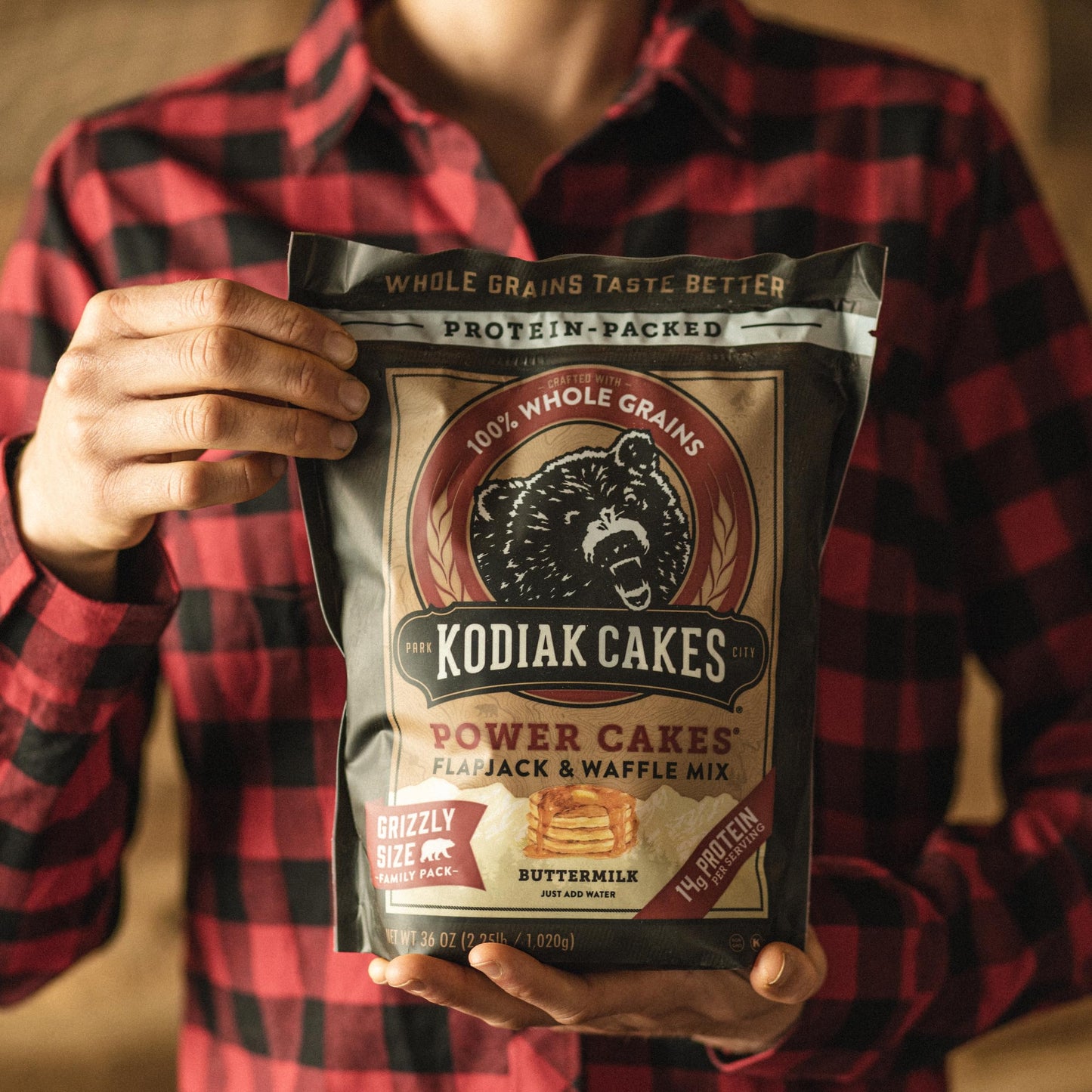 Kodiak Grizzly Size Power Cakes Mix, Buttermilk, High Protein,100% Whole Grains (Pack Of 6 Bags)