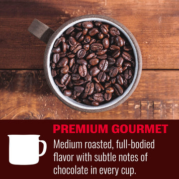 Hills Bros. Gourmet Whole Bean Coffee Medium Roast - Arabica Beans - Smooth Full-Bodied Medium Blend Coffee With Subtle Chocolat
