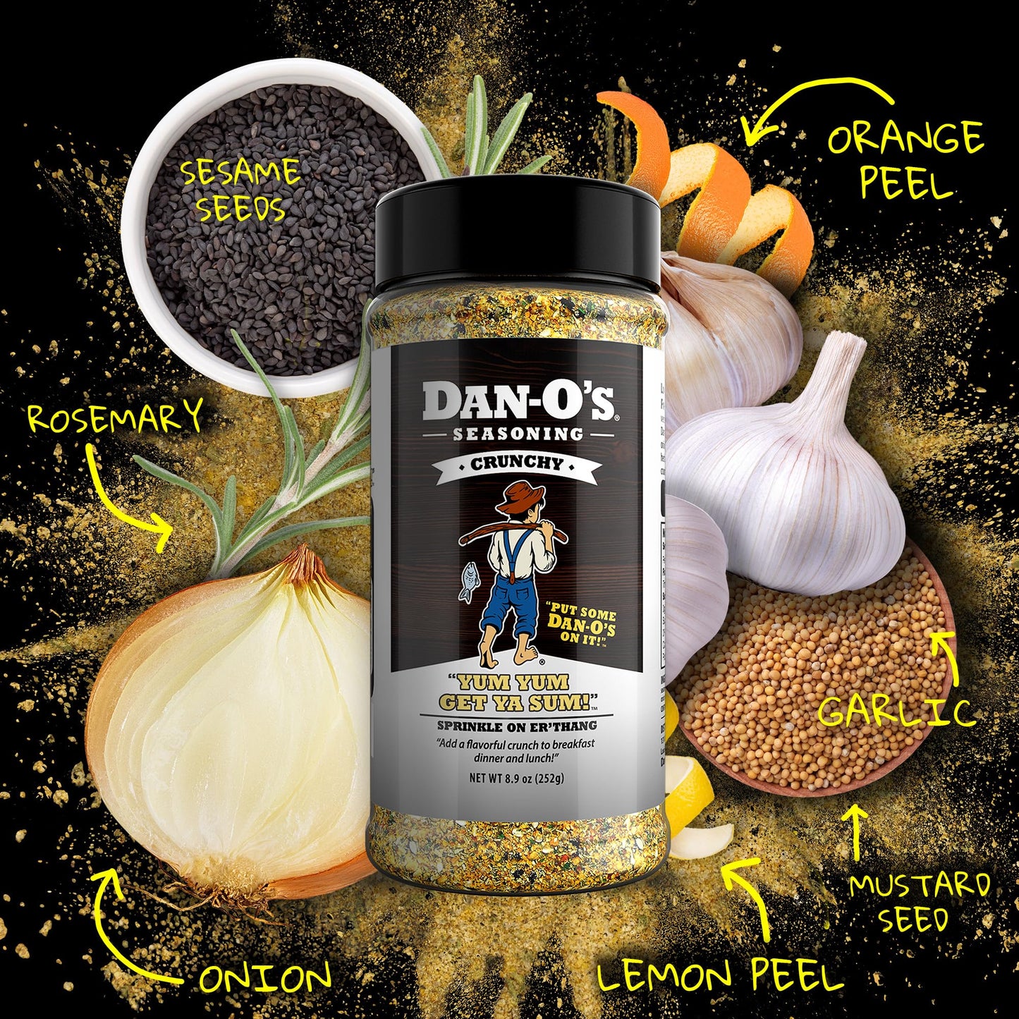 Dan-Os Seasoning Crunchy Medium Bottle 8.9 oz - Flavorful All-Purpose Seasoning
