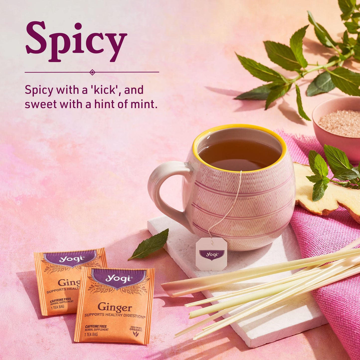 Yogi Tea Ginger - 16 Bags per Pack (4 Packs) - Organic Digestive Support Tea - Includes Ginger Root, Lemongrass, Licorice Root,