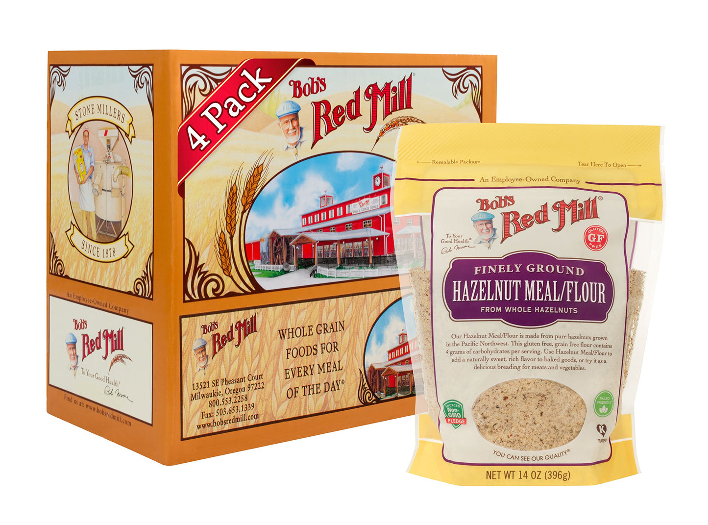 Bob'S Red Mill Resealable Hazelnut Meal/Flour, 14 Oz (4 Pack)