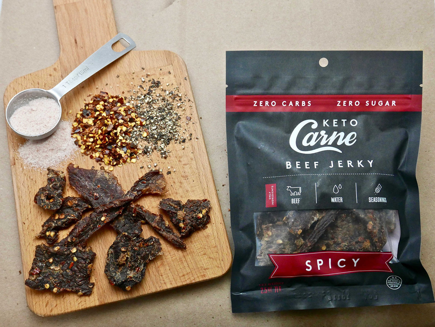 KETO CARNE | Healthy Keto & Low Carb Beef Jerky | 0g Carb | 0g Sugar | Sugar Free, Zero Carb | Gluten Free | Soy Free | Preserva