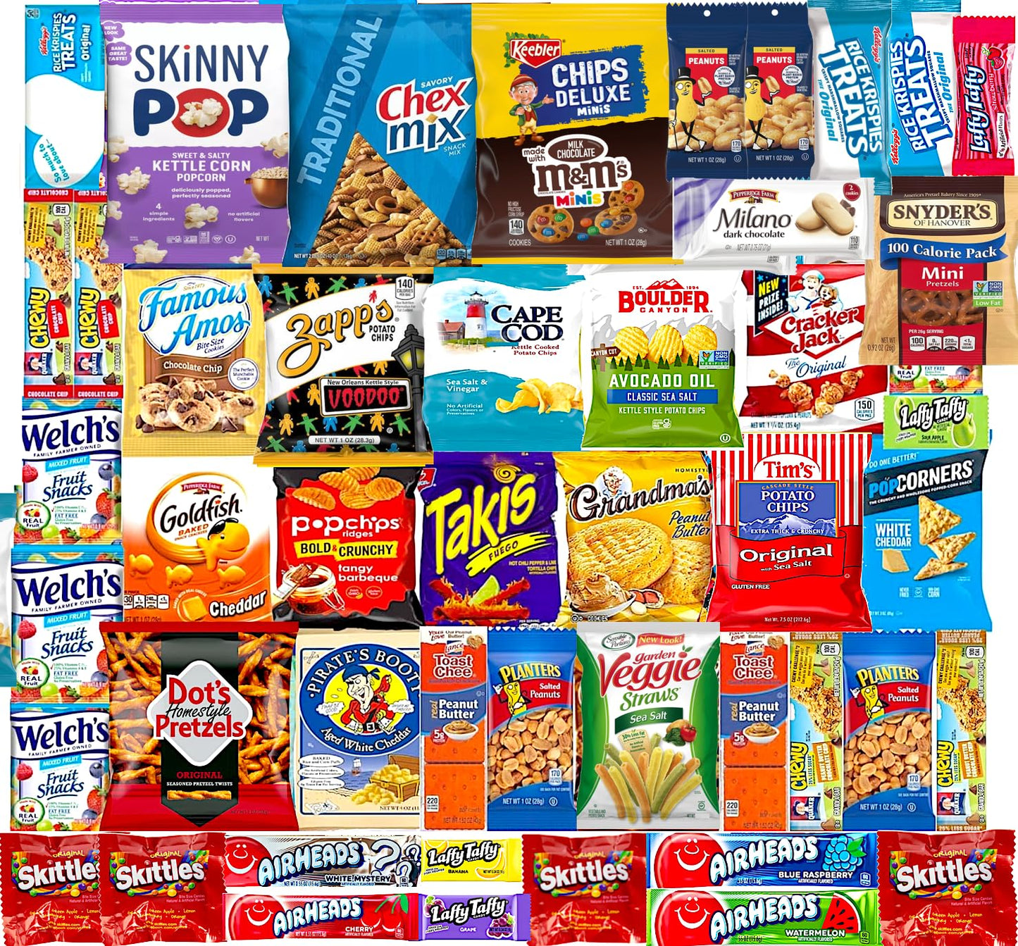 Ultimate Variety Sampler Care Package - Gift Package, Snacks, Chips, Cookies, Bars, Candies, Nuts Gift Box, Great For Halloween, Christmas, Thanks Giving, Office Meetings ,Friends & Family, Military,College Students (50 Count)