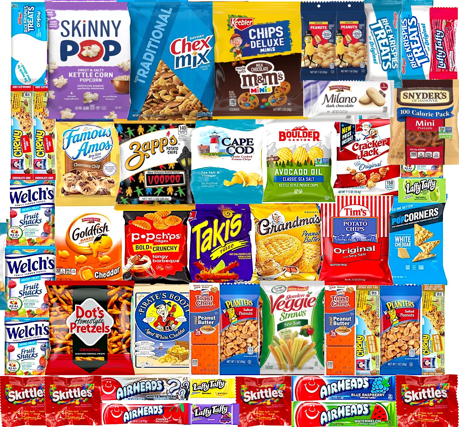 Ultimate Variety Sampler Care Package - Gift Package, Snacks, Chips, Cookies, Bars, Candies, Nuts Gift Box, Great For Halloween, Christmas, Thanks Giving, Office Meetings ,Friends & Family, Military,College Students (50 Count)