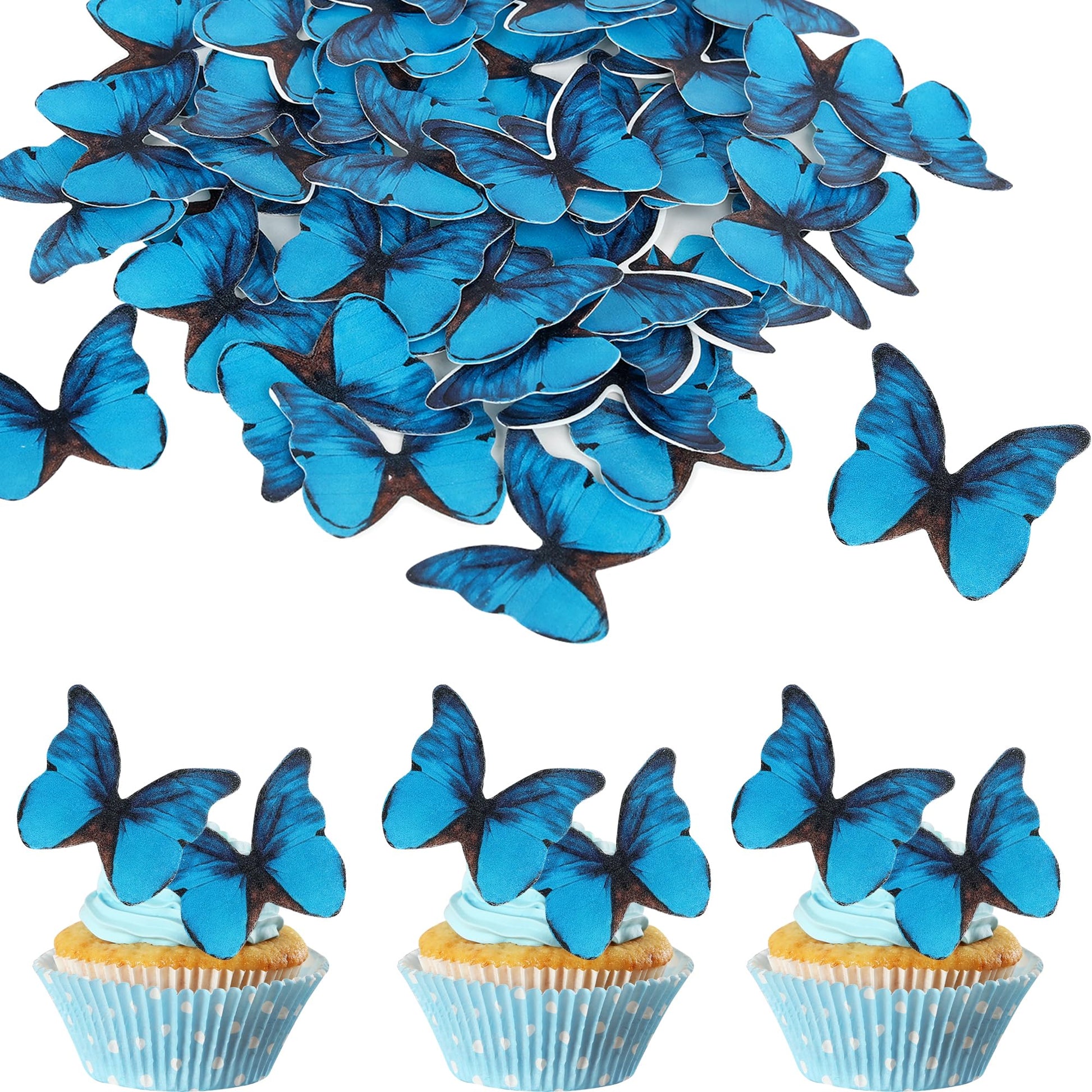 48PCS Edible Butterfly Cupcake Toppers Edible Butterfies for Cake Decorating Wafer Paper Edible Butterfly Cupcake Picks for Wedd