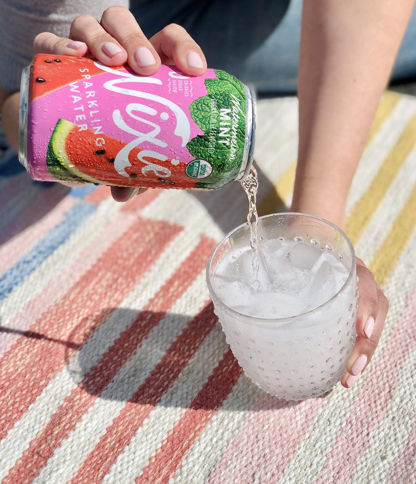 Nixie Sparkling Water, Watermelon Mint | 12 Fl Oz Cans, 24 Pack | Organic, Vegan, Non-Gmo, Gluten Free, 0 Calories, 0 Sugar, 0 S