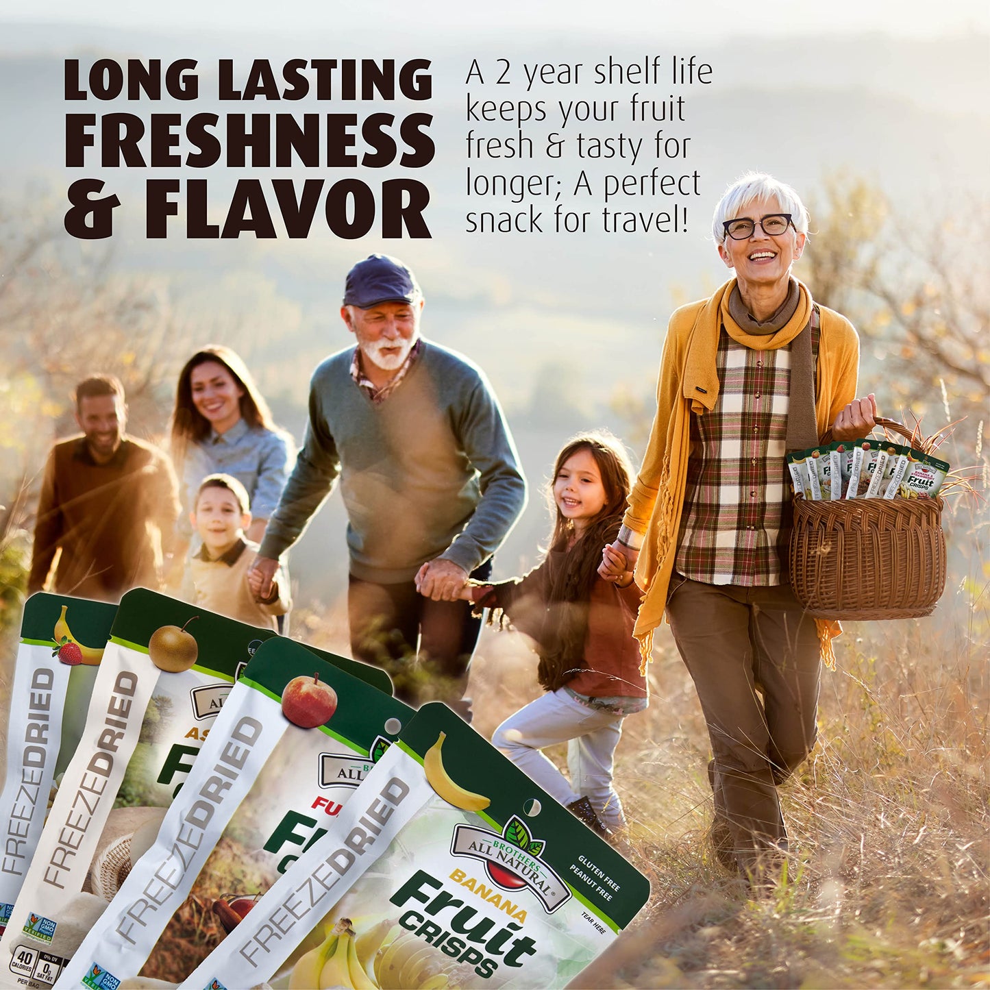 Brothers All Natural Freeze Dried Fruit Crisps, Fuji Apple, 12 Pack, Gluten Free, Vegan, Healthy Snack