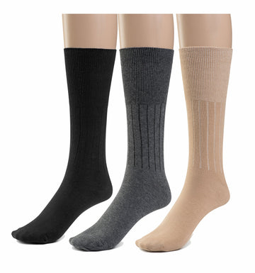 Silky Toes 3 Or 6 Pk Men'S Diabetic Non-Binding Cotton Dress Socks, Multi Colors Also Available In Plus Sizes (9-11, Black/Grey/