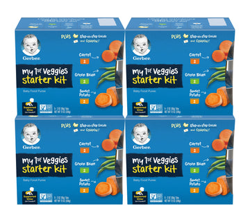 Gerber Organic Baby Food Starter Kit Variety Pack (Assorted Veggie, Pack Of 4)