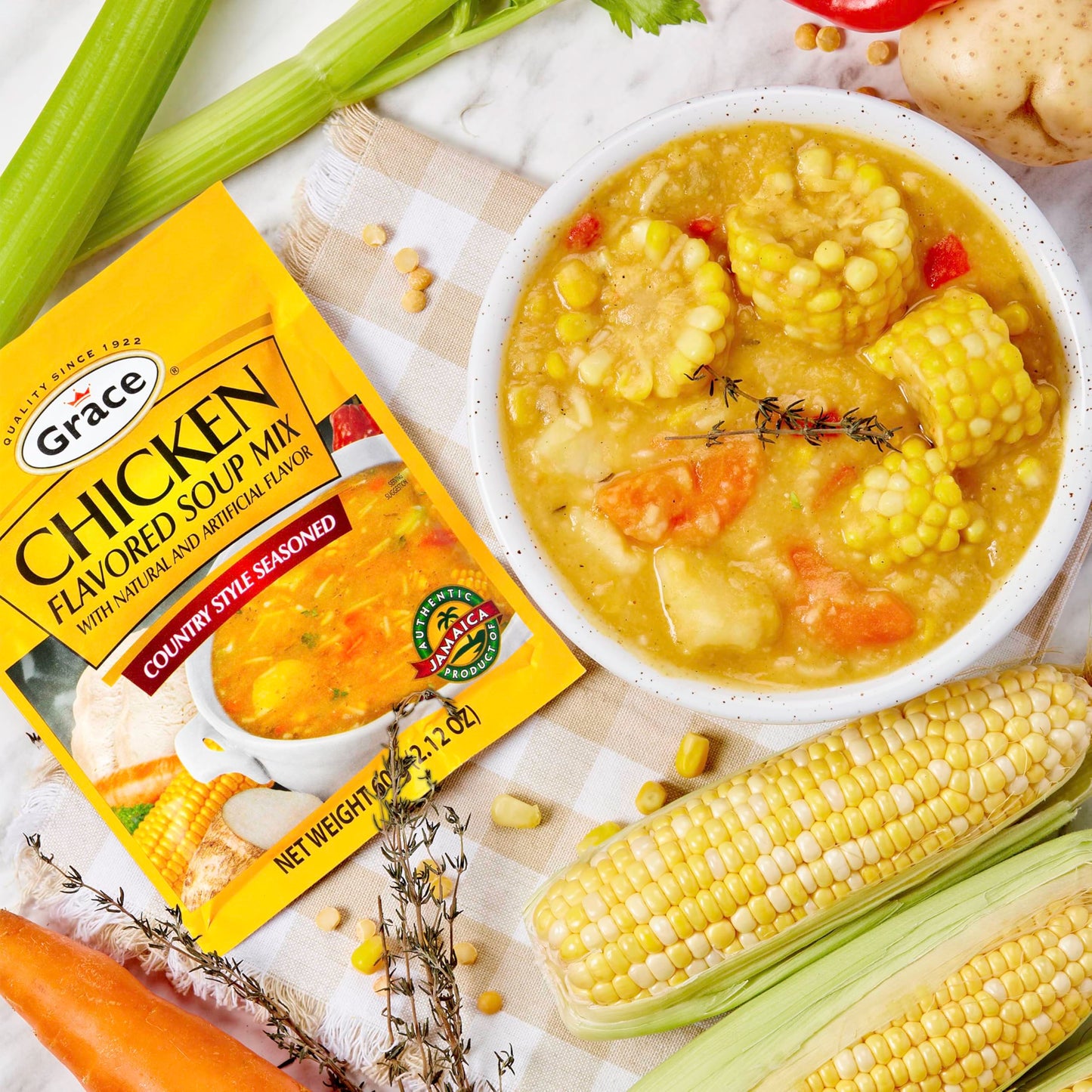 Grace Chicken Flavored Soup Mix - 3 Pack - Caribbean Chicken Soup Mix - Jamaican Food Products