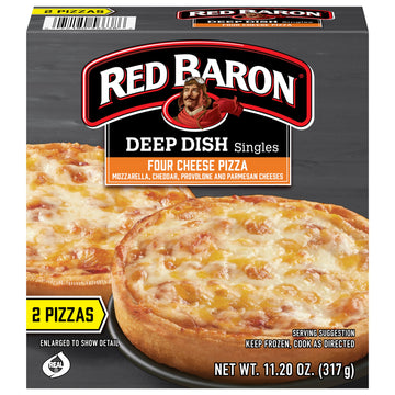 Red Baron Deep Dish Singles 4 Cheese Pizza, 11.2 oz (frozen), 2 count (Pack of 1)