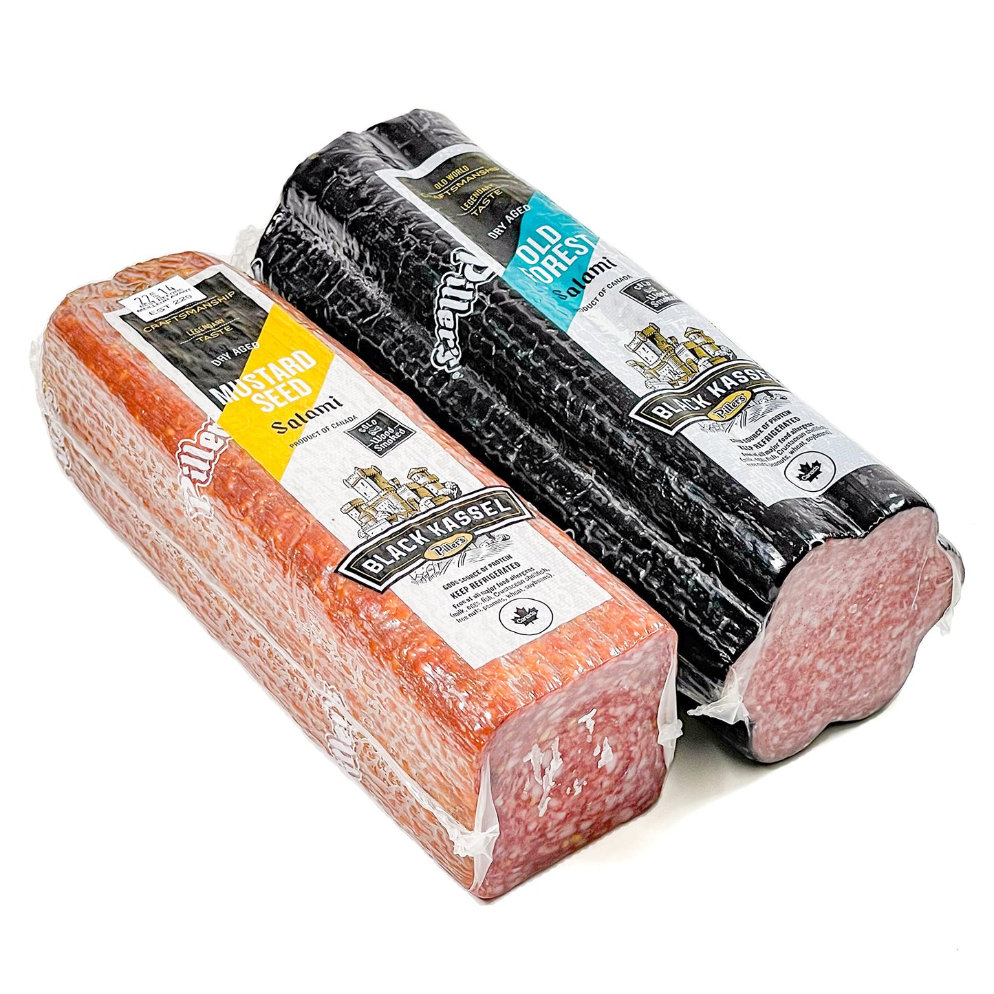Old Forest and Mustard Salami Combo, Dry Aged Sausage by Piller's (Black Kassel), Gourmet Gift, ,5 4 pound