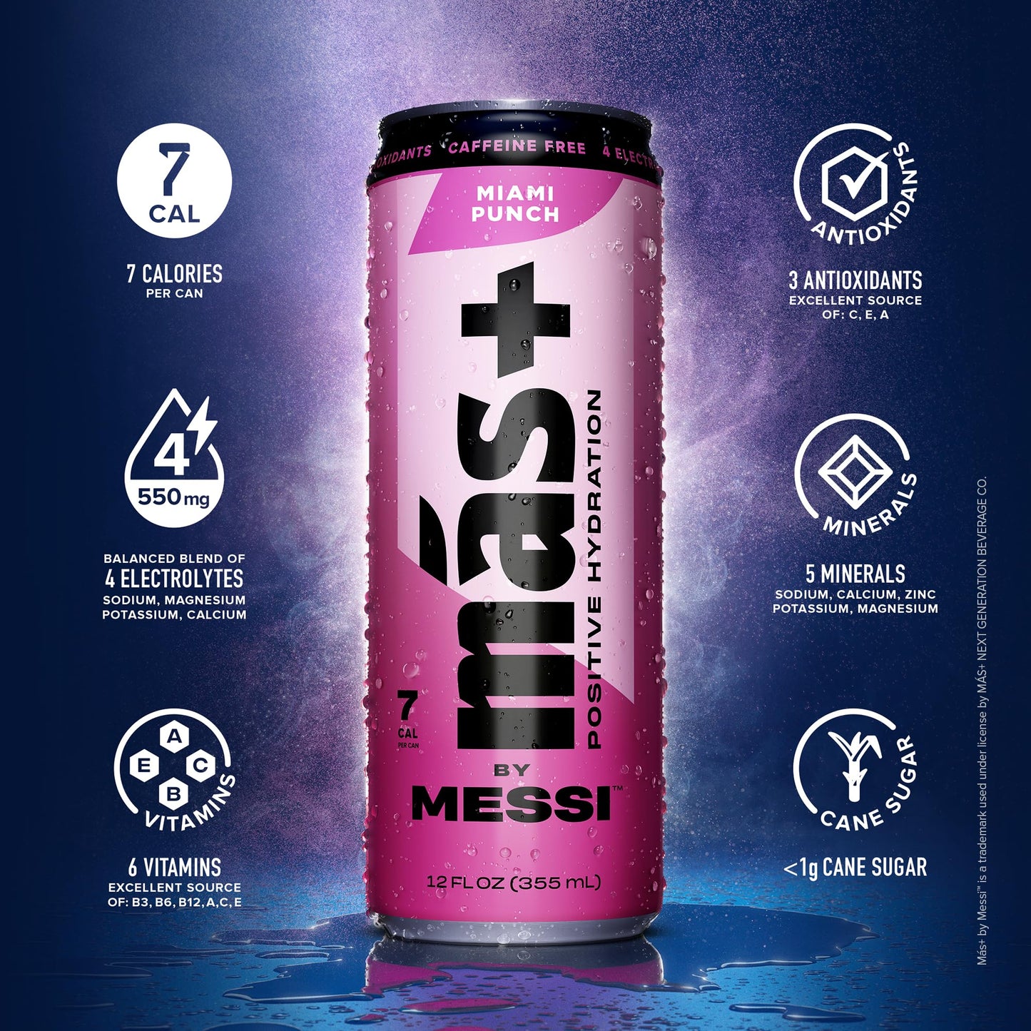 M  S+ By Messi 12Oz Variety Pack, Sports Drink & Hydration Beverage, Natural Flavors With Vitamins And Electrolytes, No Artifici