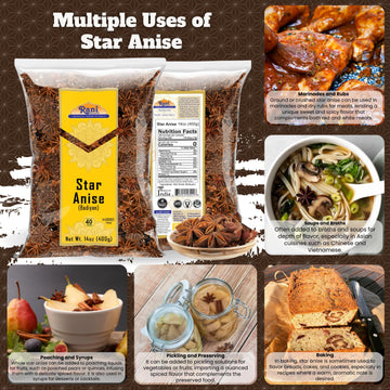 Rani Star Anise Seeds, Whole Pods (Badian Khatai) Spice 14Oz (400G) ~ All Natural | Gluten Friendly | Non-Gmo | Kosher | Vegan |