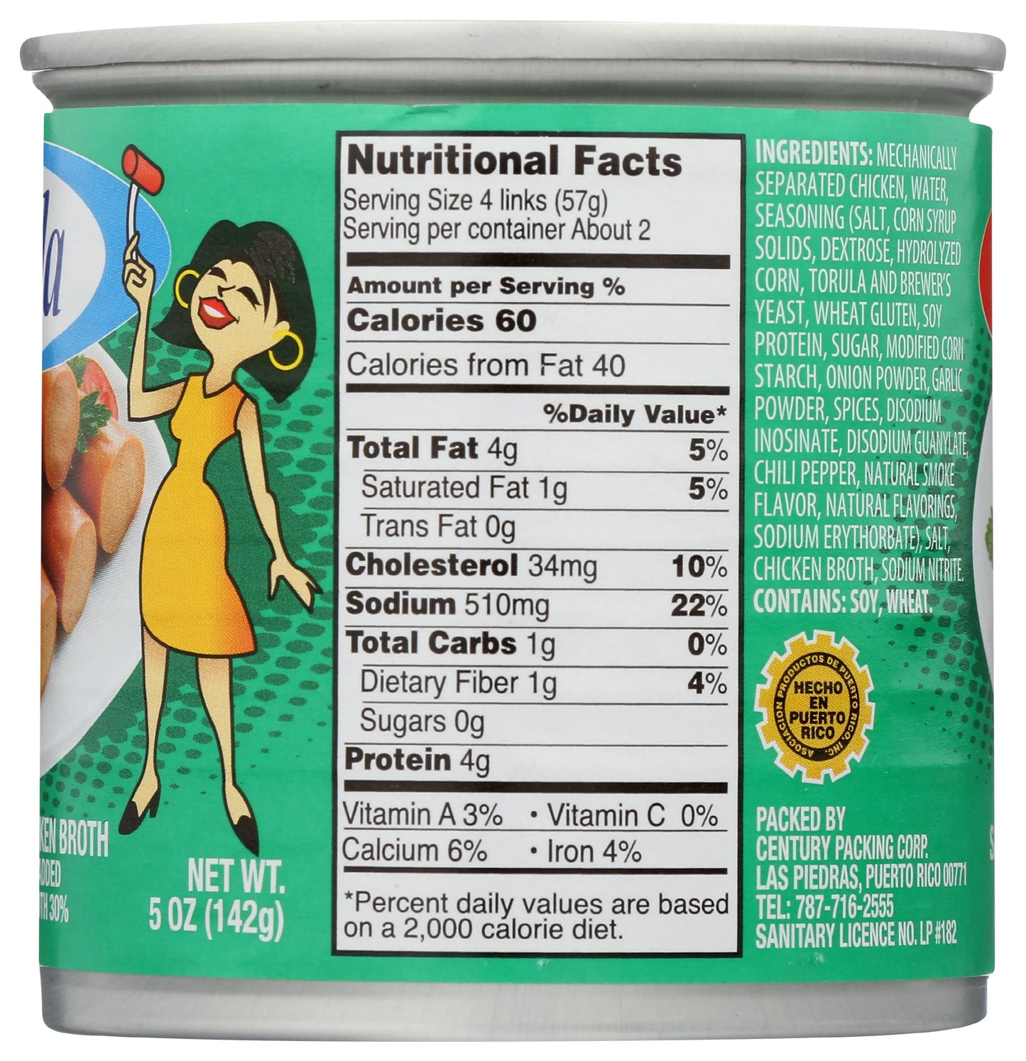 Carmela Chicken Vienna Sausage In Chicken Broth, Natural Smoke Flavor, 5 Ounce Can (24 Pack)