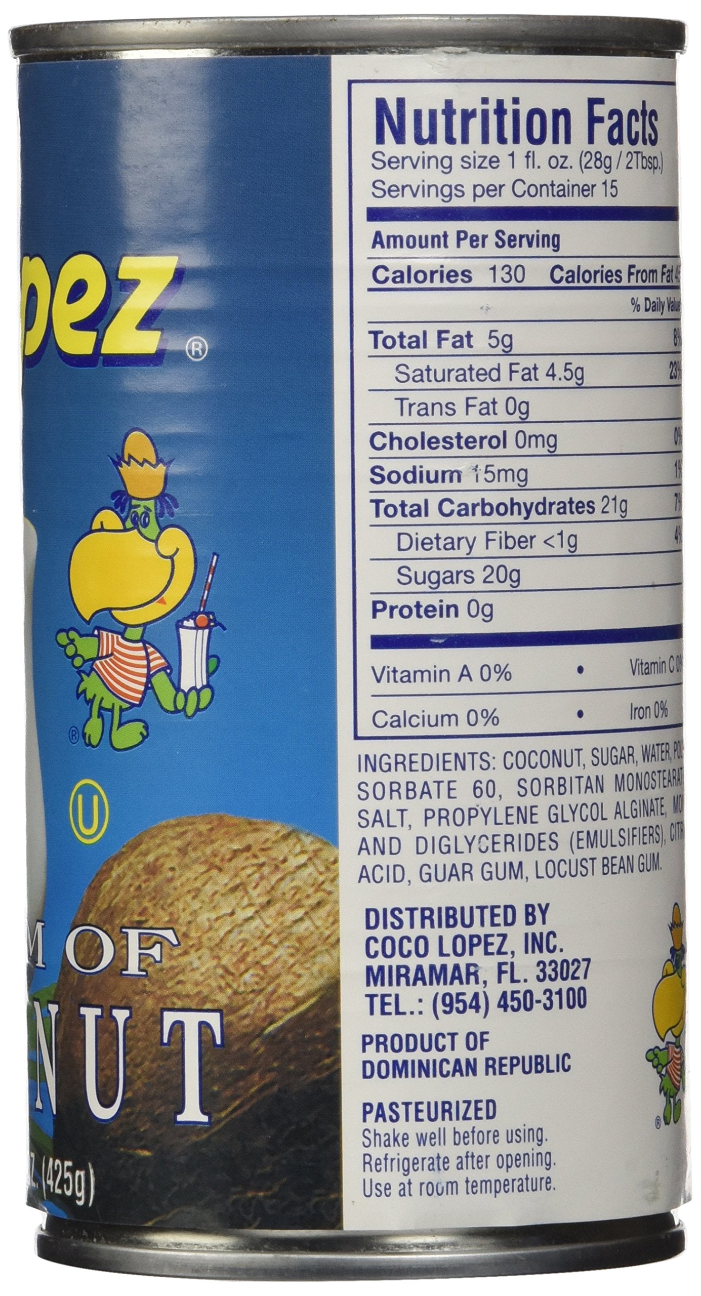 Coco Lopez Real Cream of Coconut - 15 Ounce Can - Original Fresh Coconut Cream - 6 Pack