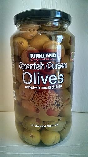 Kirkland Signature Spanish Queen Olives Stuffed With Pimiento 21 Oz Net Drained Wt.