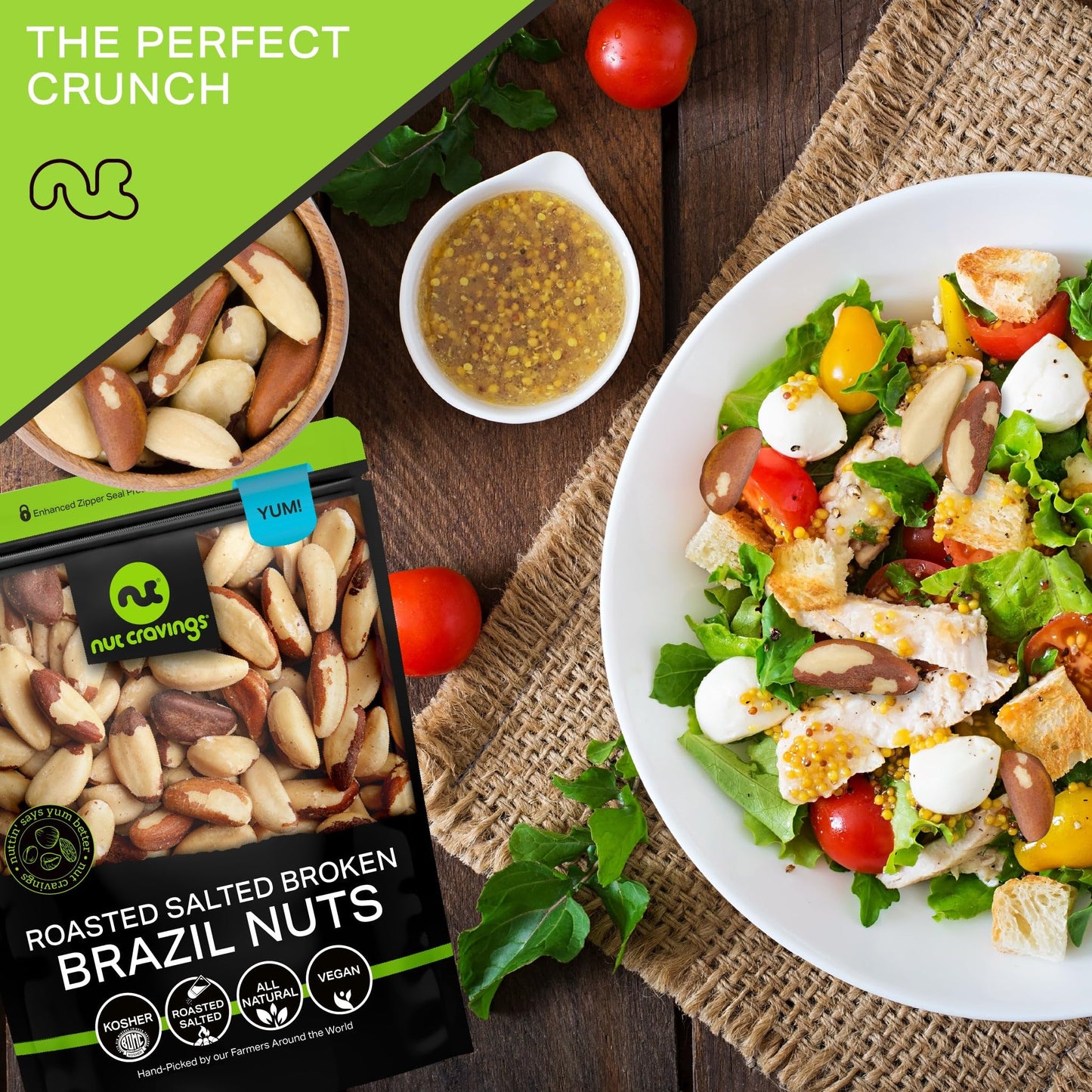 NUT CRAVINGS - Roasted & Salted Broken Brazil Nuts - No Shell, (32oz - 2 LB) Bulk Nuts Packed Fresh in Resealable Bag - Healthy