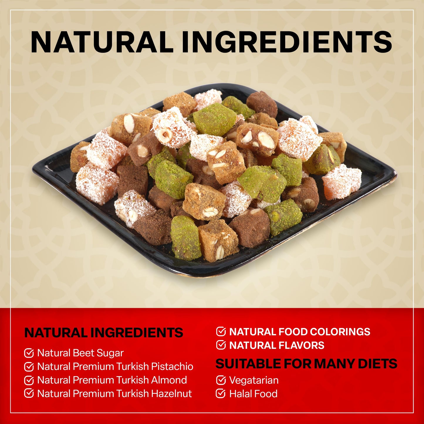 Eastanbul Turkish Delight, 32Oz, Turkish Delights Candy, Turkish Delight With Nuts, Lokum, Turkish Delights With Nuts In Souveni
