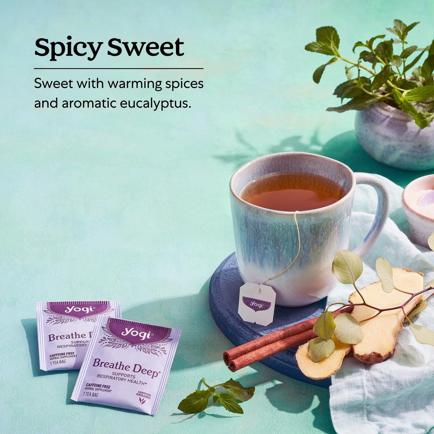 Yogi Tea Breathe Deep Tea - 16 Tea Bags per Pack (6 Packs) - Organic Respiratory Tea - Supports Respiratory Health - Includes Li