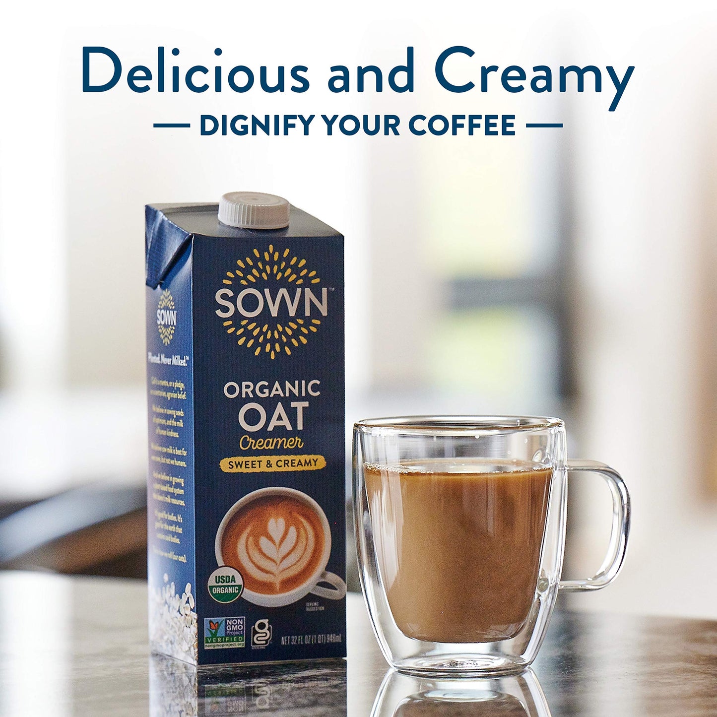 Sown Organic Oat Creamer Sweet & Creamy - Barista Oat Milk Non Dairy Coffee Creamer - Plant Based, Dairy-Free, Vegan, Gluten-Fre
