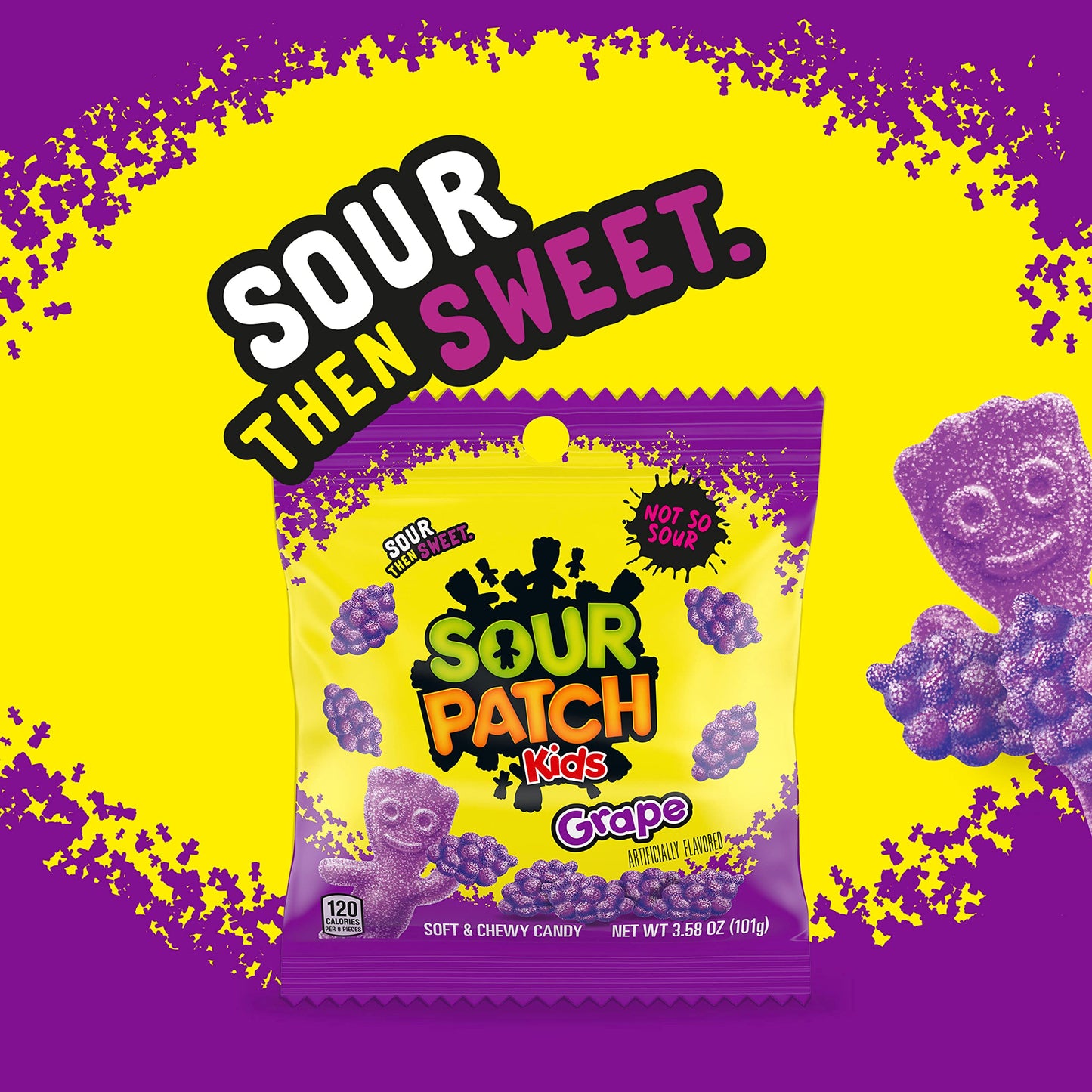SOUR PATCH KIDS Grape Soft & Chewy Candy, Bulk Candy, 12 - 3.58 oz Bags