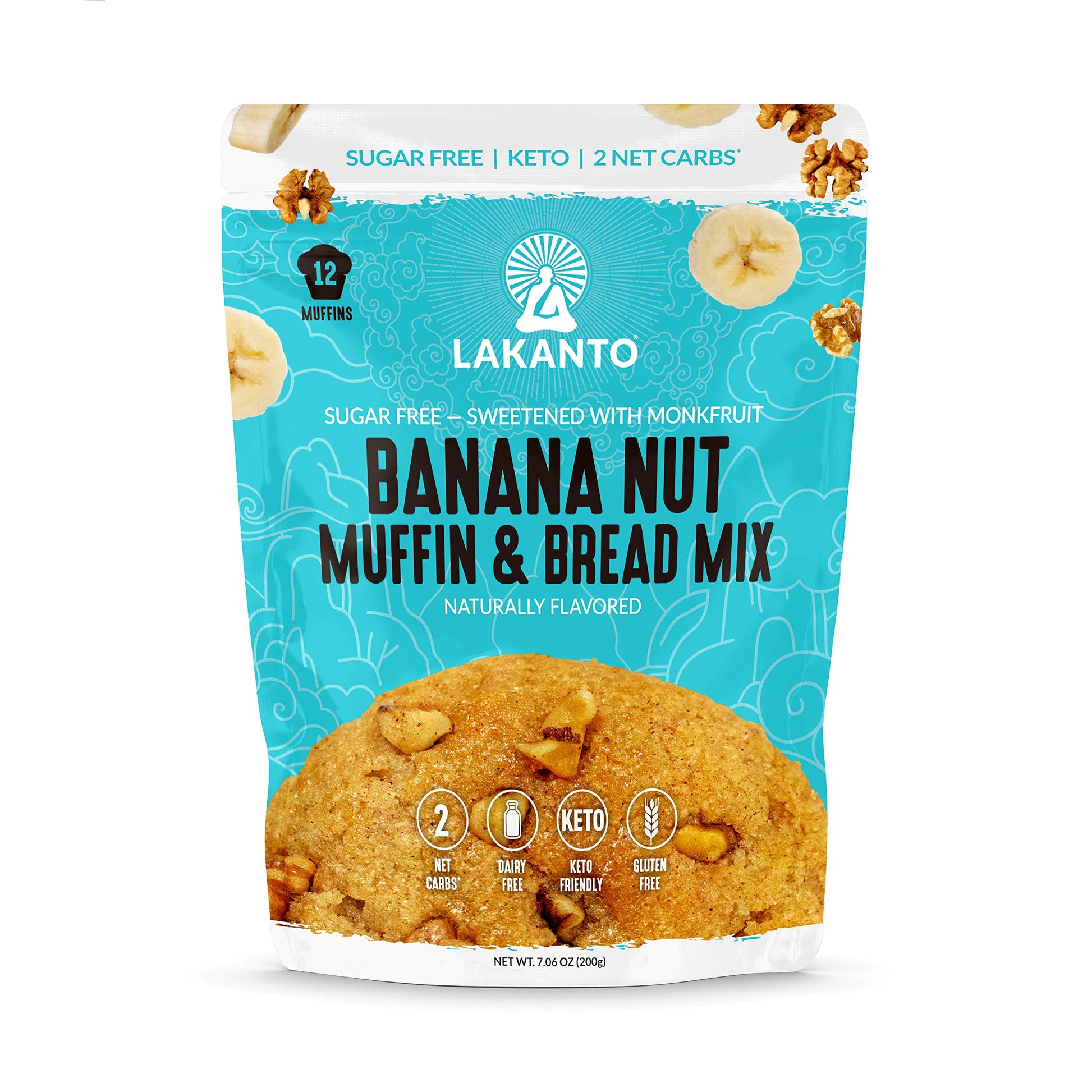 Lakanto Sugar Free Banana Nut Muffin And Bread Mix - Sweetened With Monk Fruit Sweetener, 2G Net Carbs, Gluten Free, Naturally F