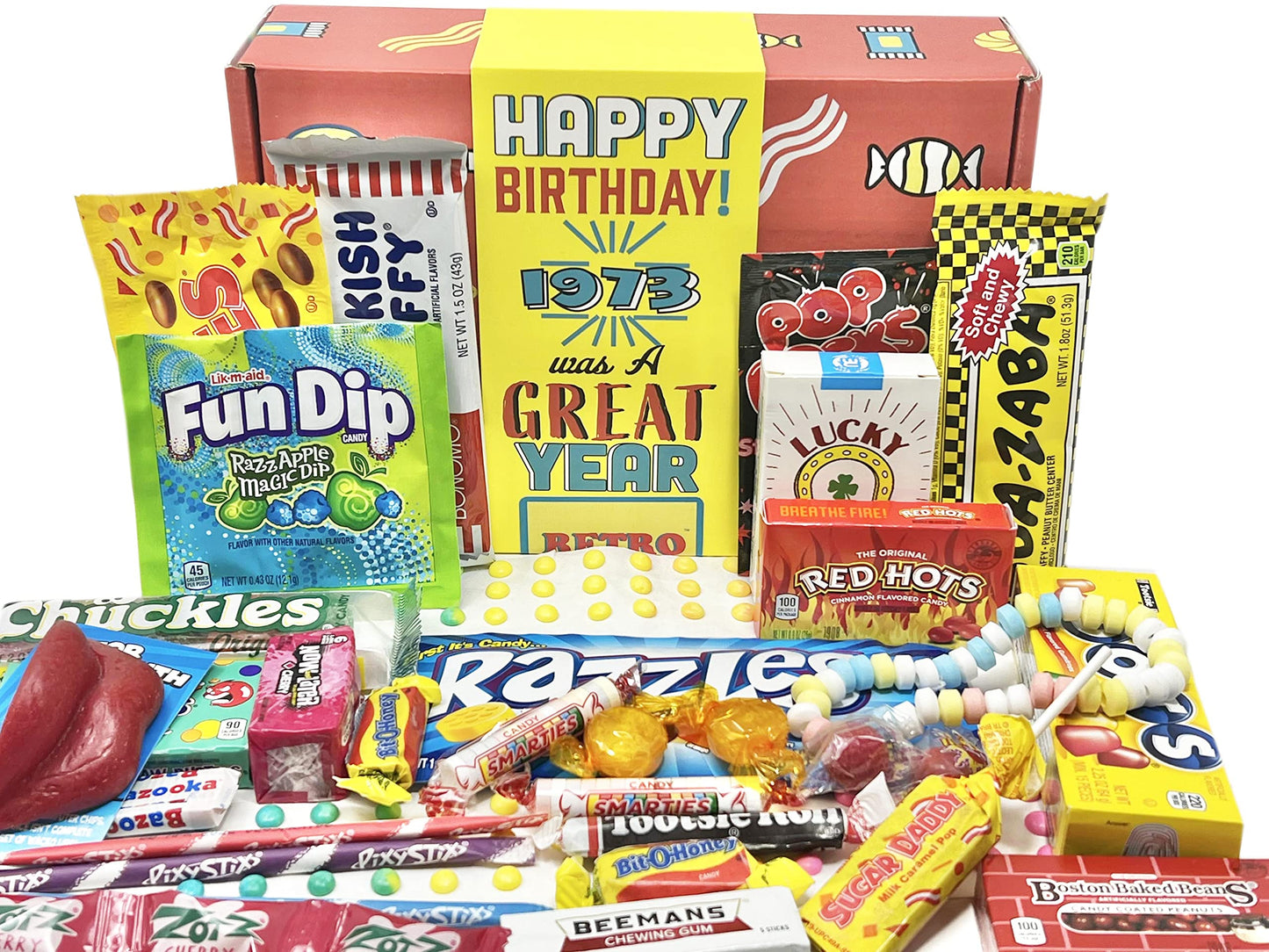 Retro Candy Yum ~1973 Vintage Candy Box With 30 Kinds Of 1970S Retro Candy - Perfect 51St Birthday Gifts For Women & Men Celebra