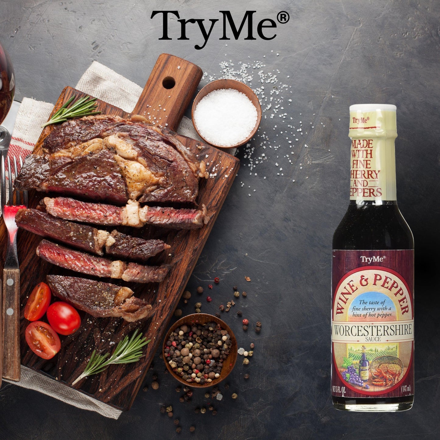 Try Me Worcestershire Sauce, 5oz Bottle, Pack of 1, Flavorful Wine and Pepper Blend