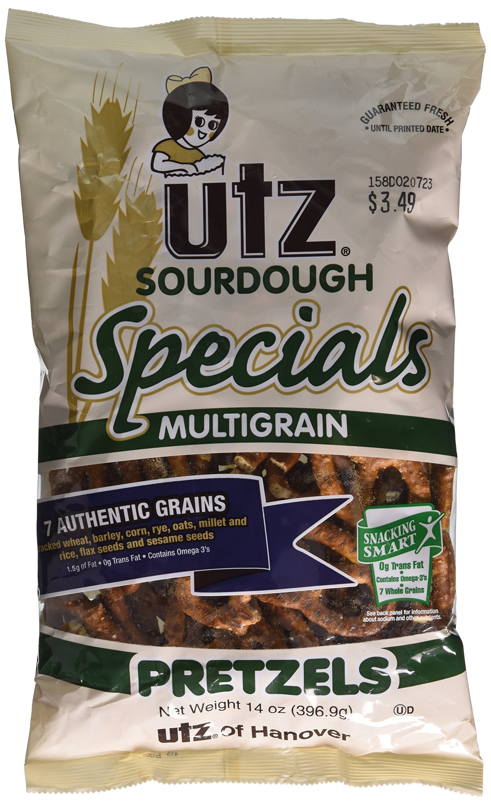 Utz Sourdough Specials Multigrain Pretzels, 14 Ounce, Crunchy Snack
