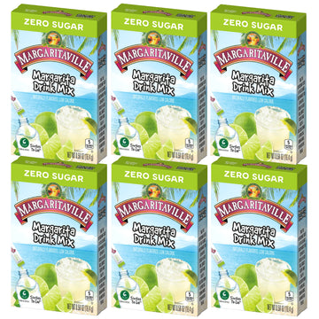 Margaritaville Singles To Go Water Drink Mix - Margarita Flavor, Non-Alcoholic, 6 Boxes, 36 Total Servings, 0.58 Ounce Each