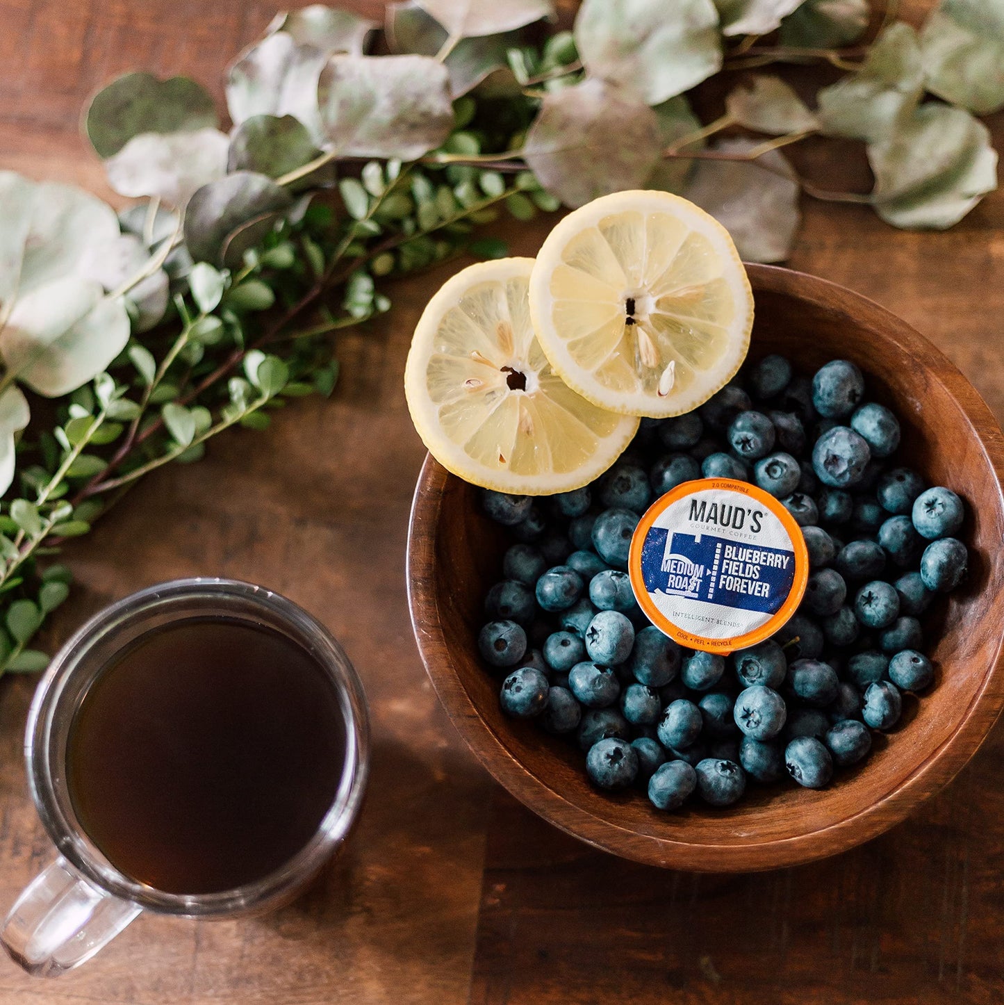 Mauds Blueberry Flavored Coffee Pods  50ct | Blueberry Fields Forever | 100% Arabica Medium Roast Coffee Pods | Solar Energy Produced Recyclable Single Serve Pods Compatible with Keurig K-Cup malt-inspired
